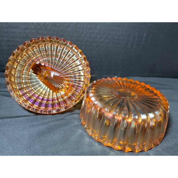 Opalescent Jeanette Glass Swan Covered Candy Powder Dish Carnival Glass 5” - Picture 4 of 8